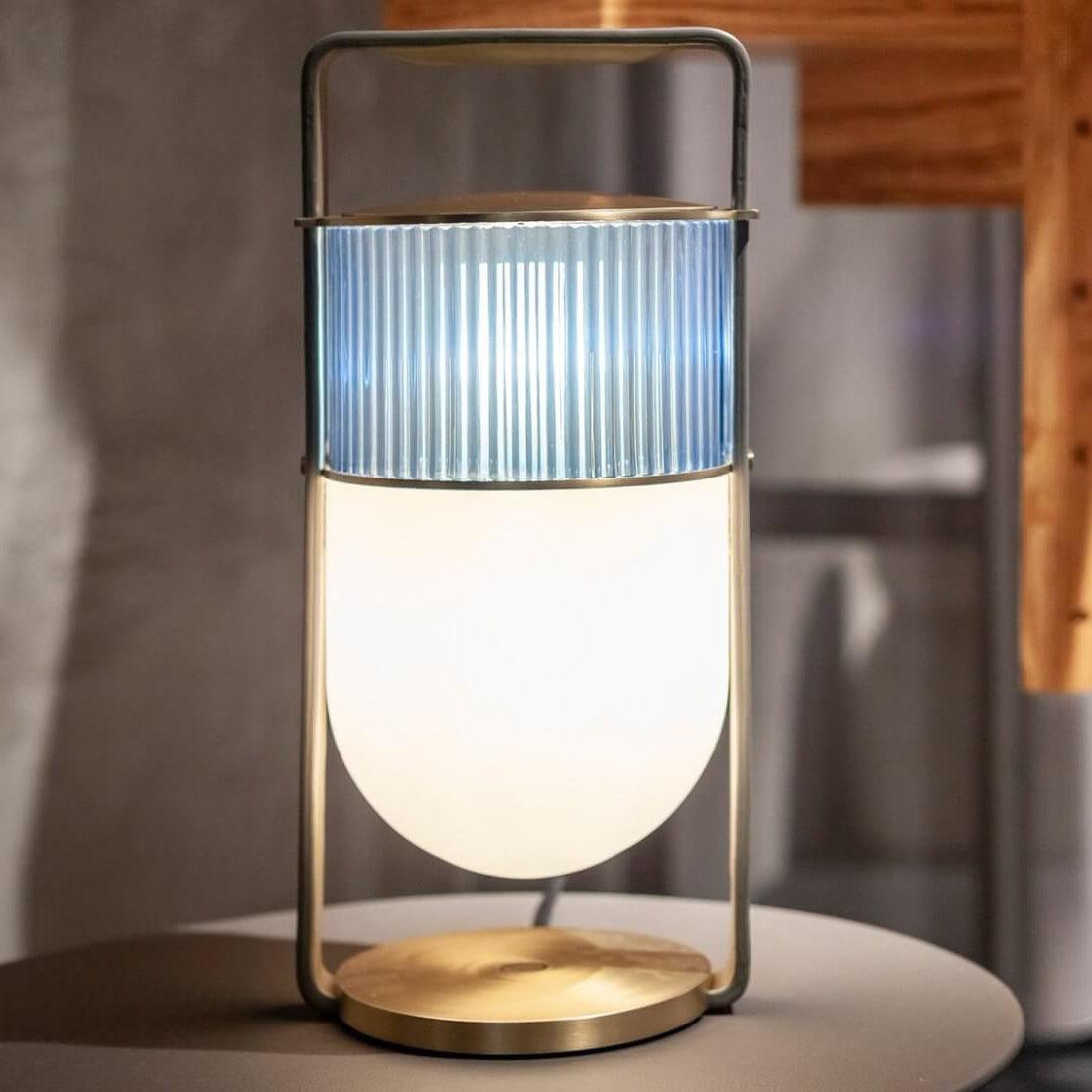 Xi Contemporary Glass Sphere Bedside Lamp with Metal Base for Bedroom Decor