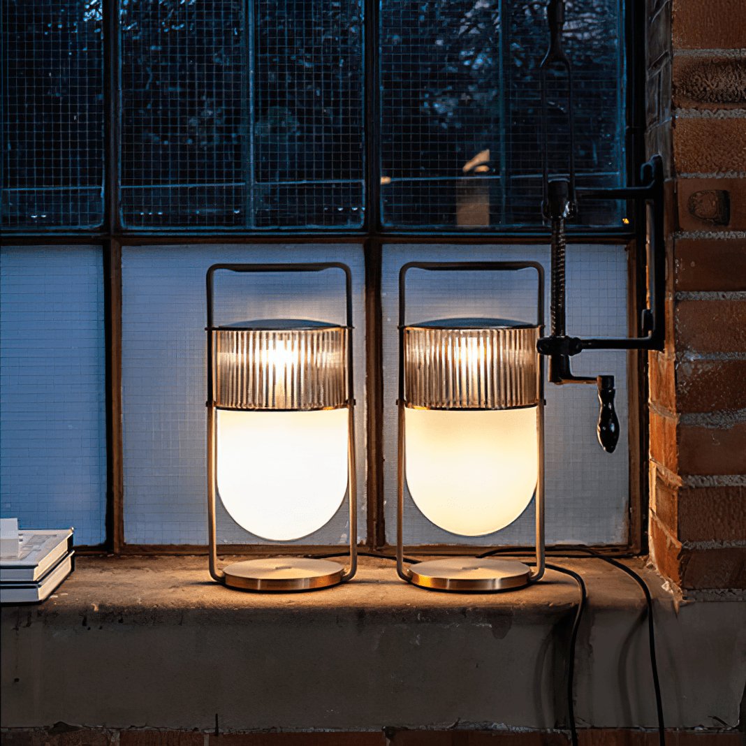Xi Contemporary Glass Sphere Bedside Lamp with Metal Base for Bedroom Decor