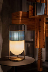 Xi Contemporary Glass Sphere Bedside Lamp with Metal Base for Bedroom Decor
