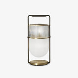 Xi Contemporary Glass Sphere Bedside Lamp with Metal Base for Bedroom Decor