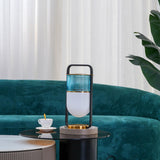 Xi Contemporary Glass Sphere Bedside Lamp with Metal Base for Bedroom Decor