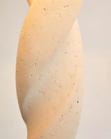 Modern Sculptural Twisted Resin Floor Lamp with White Fabric Drum Shade