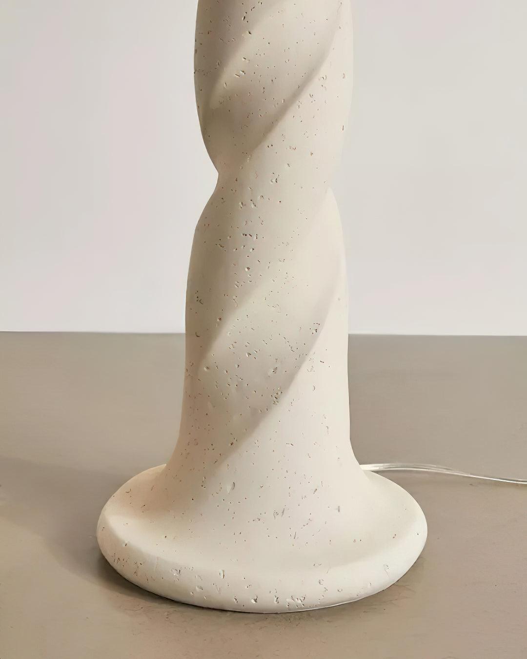 Modern Sculptural Twisted Resin Floor Lamp with White Fabric Drum Shade
