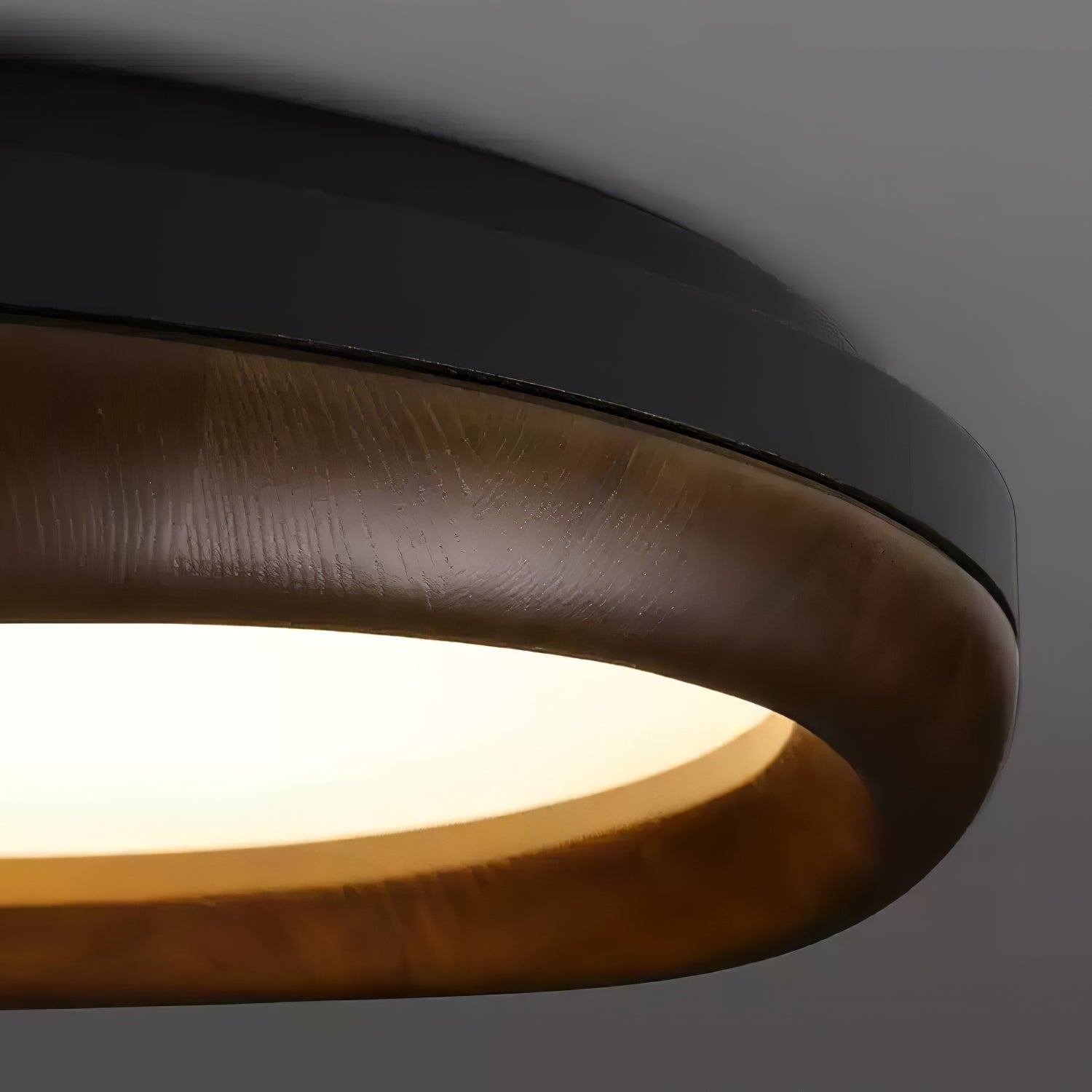 Zenova Modern Minimalist Wood Flush Mount LED Ceiling Light for Living Room