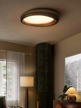 Zenova Modern Minimalist Wood Flush Mount LED Ceiling Light for Living Room