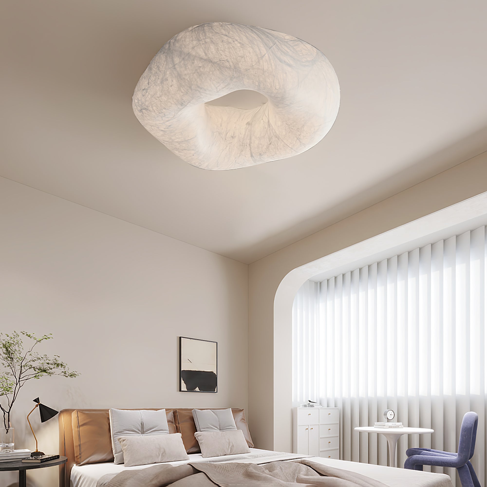 Modern Yunduo Silk Flush Mount Ceiling Light Minimalist LED Fixture for Bedroom and Dining Spaces