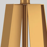 22 Inch Mid Century Modern Brushed Brass Geometric Table Lamp with White Linen Shade