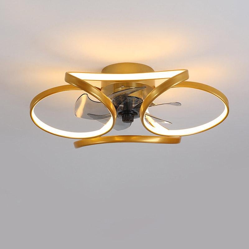 Modern Flower Design LED Flush Mount Ceiling Fan with Remote Control and 3 Speed Settings