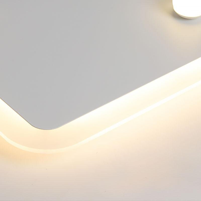 Modern Rectangular Dimmable LED Flush Mount Ceiling Light with Rotatable Spotlights for Living Room