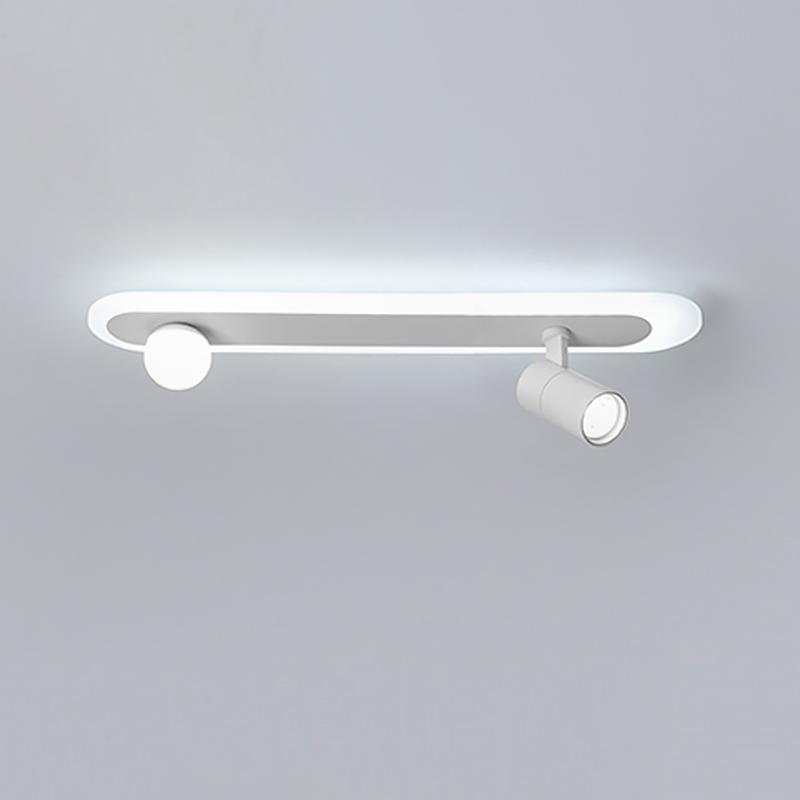 Modern White Rectangular LED Flush Mount Ceiling Light with Rotatable Spherical Spotlights