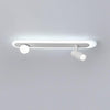 Modern White Rectangular LED Flush Mount Ceiling Light with Rotatable Spherical Spotlights
