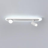 Modern White Rectangular LED Flush Mount Ceiling Light with Rotatable Spherical Spotlights