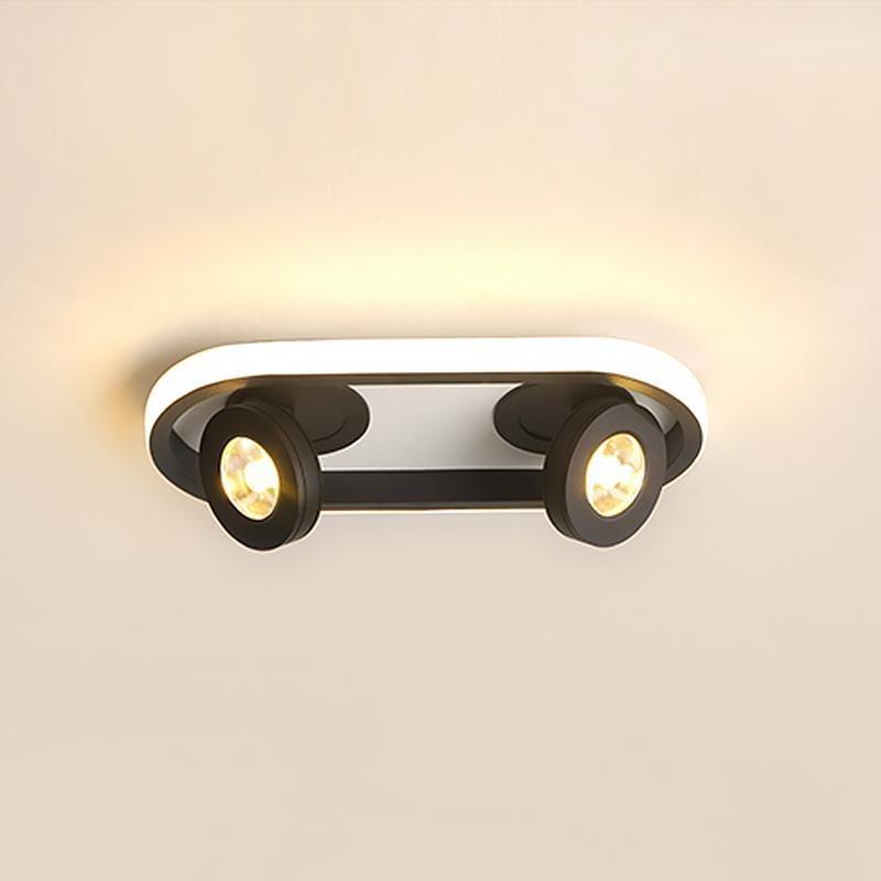 Modern Rectangular LED Ceiling Light with Dual Adjustable Spotlights for Kitchen Hallway and Porch