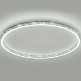 Dimmable Round LED Flush Mount Ceiling Light with Modern Hollow Edge Design for Bedroom