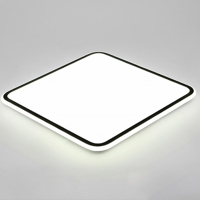 30 Inch Large Square LED Flush Mount Ceiling Light Dimmable Black Geometric Light Fixture