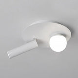 Modern Round White LED Ceiling Light Fixture with Rotatable Spotlight 8 Inch
