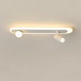 Modern White Rectangular LED Flush Mount Ceiling Light with Rotatable Spherical Spotlights