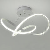 Modern Geometric White Ribbon LED Flush Mount Ceiling Light Dimmable Circular Fixture