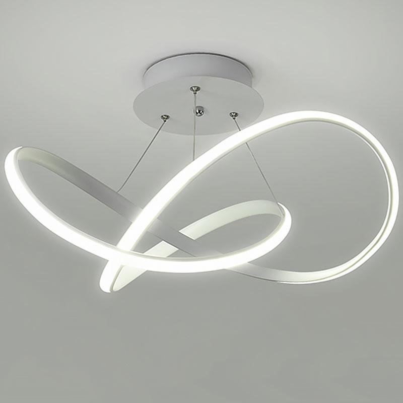 Modern Geometric White Ribbon LED Flush Mount Ceiling Light Dimmable Circular Fixture