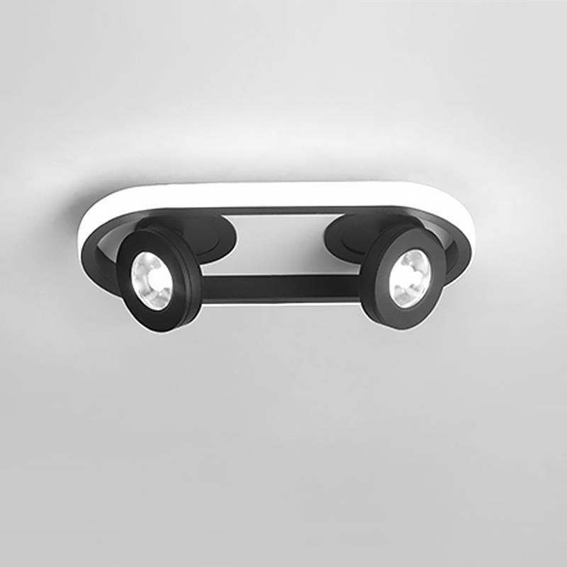 Modern Rectangular LED Ceiling Light with Dual Adjustable Spotlights for Kitchen Hallway and Porch