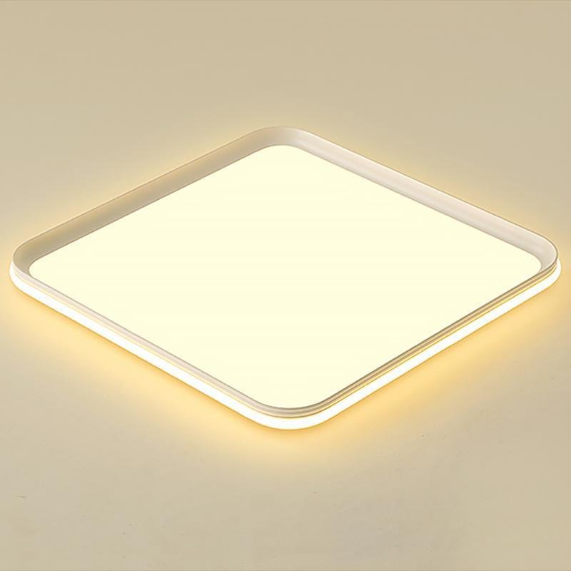 16 Inch Square LED Flush Mount Ceiling Light with Remote Control Dimmable Modern White Fixture