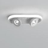 Modern Rectangular LED Ceiling Light with Dual Adjustable Spotlights for Kitchen Hallway and Porch