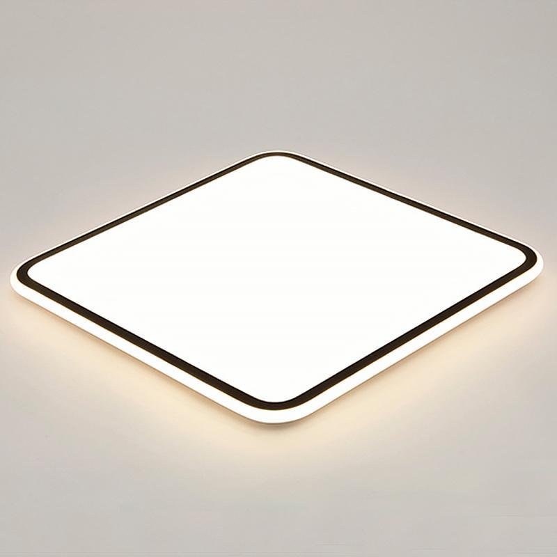 30 Inch Large Square LED Flush Mount Ceiling Light Dimmable Black Geometric Light Fixture