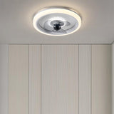 Modern 20 Inch Round Flush Mount LED Ceiling Fan with Remote Control and 3 Speed Settings Gray Acrylic