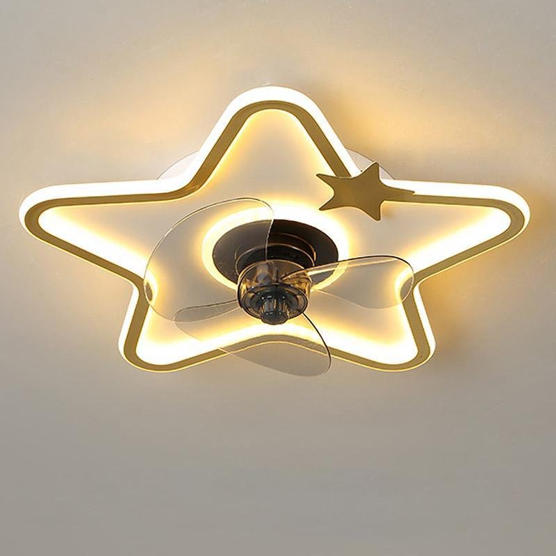 Modern Star Shaped Flush Mount Kids Ceiling Fan with LED Lighting and Remote Control