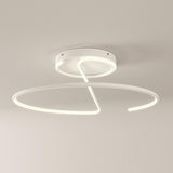 Modern 16 Inch Wire Inspired Round LED Semi Flush Mount Ceiling Light in Black or White