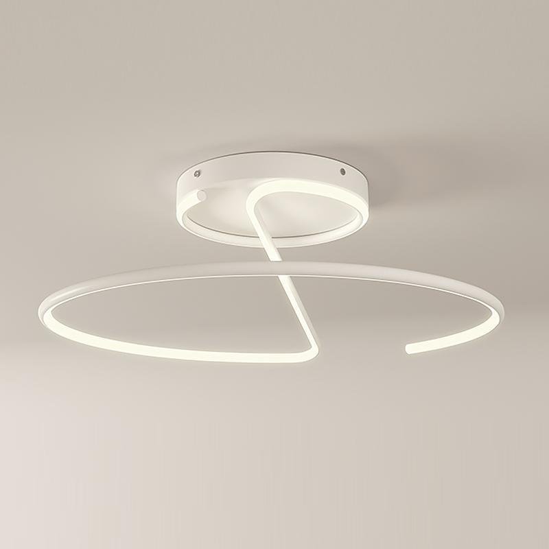 Modern 16 Inch Wire Inspired Round LED Semi Flush Mount Ceiling Light in Black or White