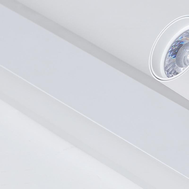 Modern White Rectangular LED Flush Mount Ceiling Light with Rotatable Spherical Spotlights