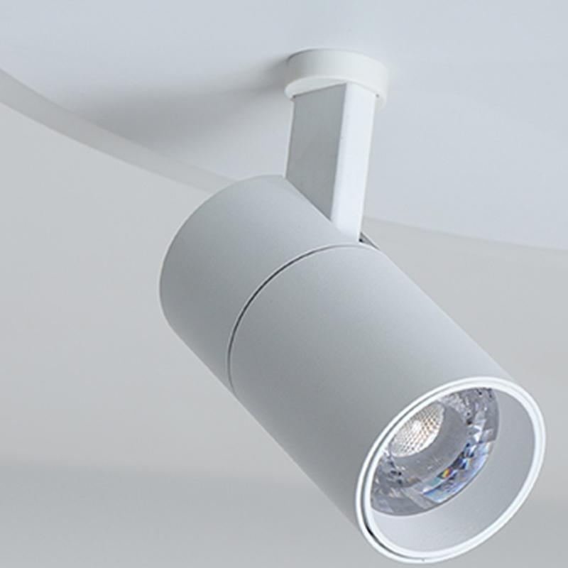 White Round LED Flush Mount Ceiling Light with Two Adjustable Spotlights