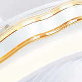 Modern White and Gold Crown Bladeless Flush Mount Ceiling Fan with Remote Control and LED Light