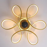 18 Inch Flower Shaped Modern Flush Mount Ceiling Fan with Light and Remote Control