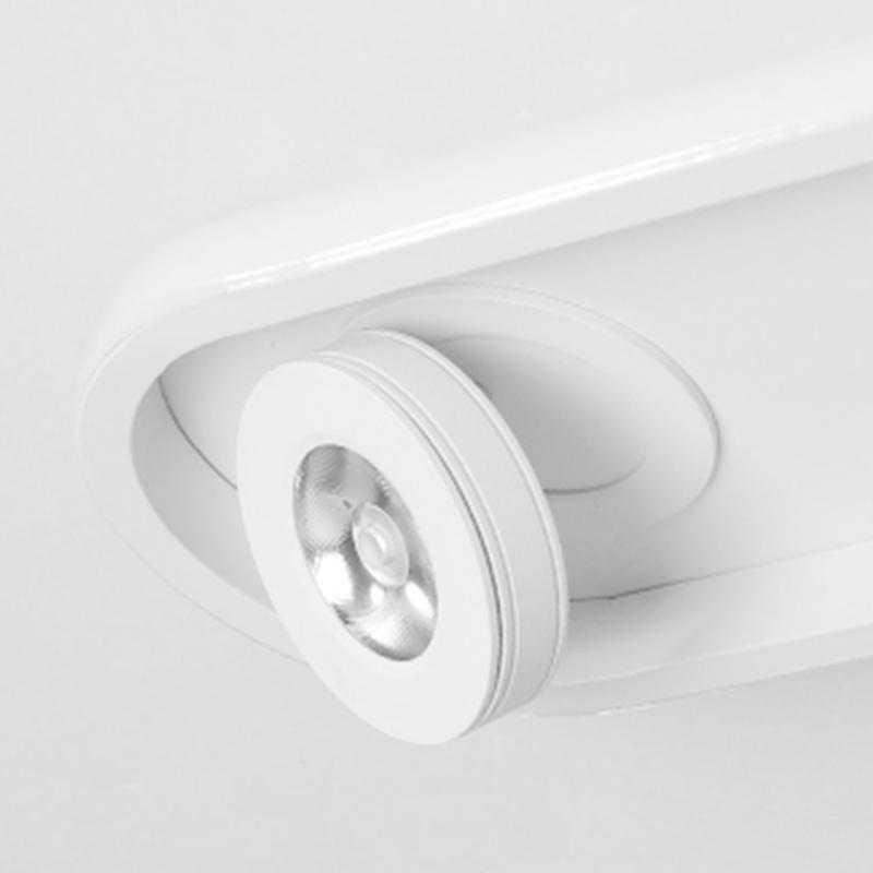 Modern Rectangular LED Ceiling Light with Dual Adjustable Spotlights for Kitchen Hallway and Porch