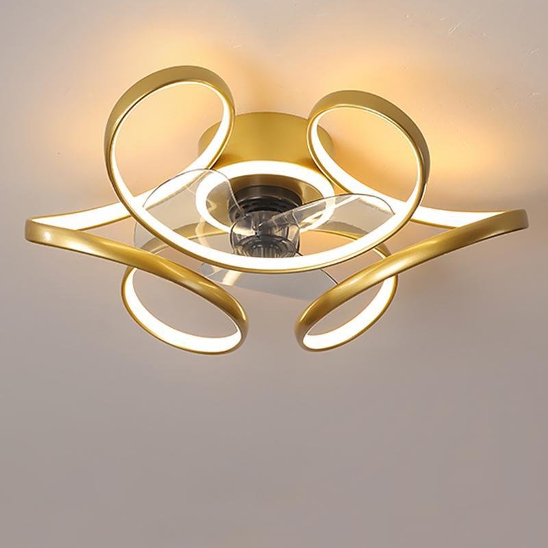 18 Inch Flower Shaped Modern Flush Mount Ceiling Fan with Light and Remote Control