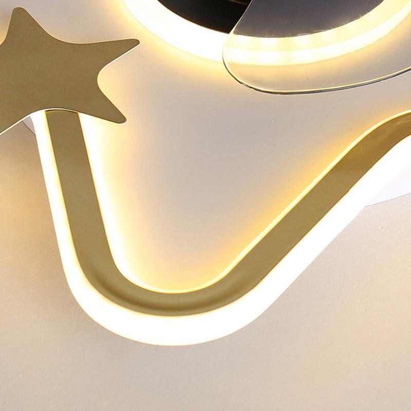 Modern Star Shaped Flush Mount Kids Ceiling Fan with LED Lighting and Remote Control