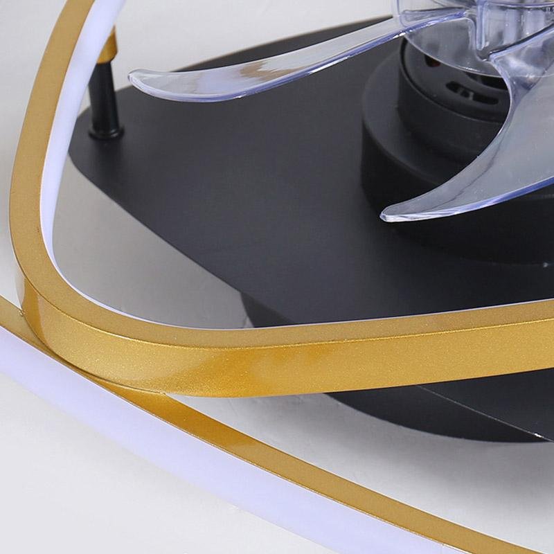 Industrial Gold Flush Mount Ceiling Fan with Integrated LED Light and 6 Speed Remote Control