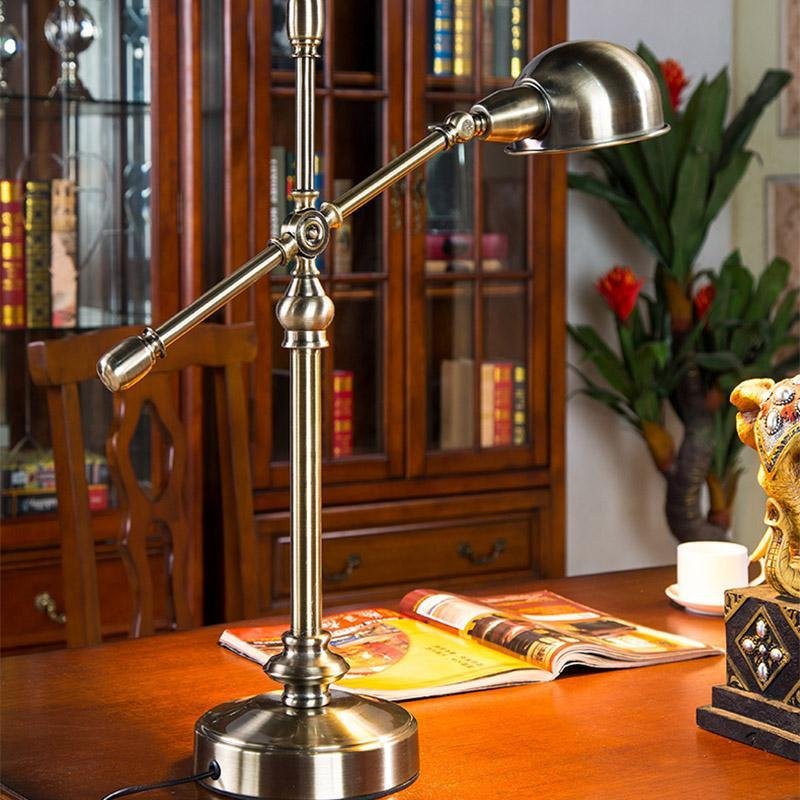Industrial Silver Iron Dome Desk Lamp with Flexible Adjustable Arm for Home Office Study