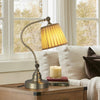 Modern Arched Metal Desk Lamp with Empire Pleated Linen Shade and Adjustable Arm