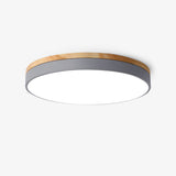 Modern Circular Wood LED Flush Mount Ceiling Lamp for Living Room and Bedroom