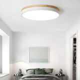 Modern Circular Wood LED Flush Mount Ceiling Lamp for Living Room and Bedroom