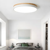 Modern Circular Wood LED Flush Mount Ceiling Lamp for Living Room and Bedroom