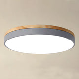 Modern Circular Wood LED Flush Mount Ceiling Lamp for Living Room and Bedroom