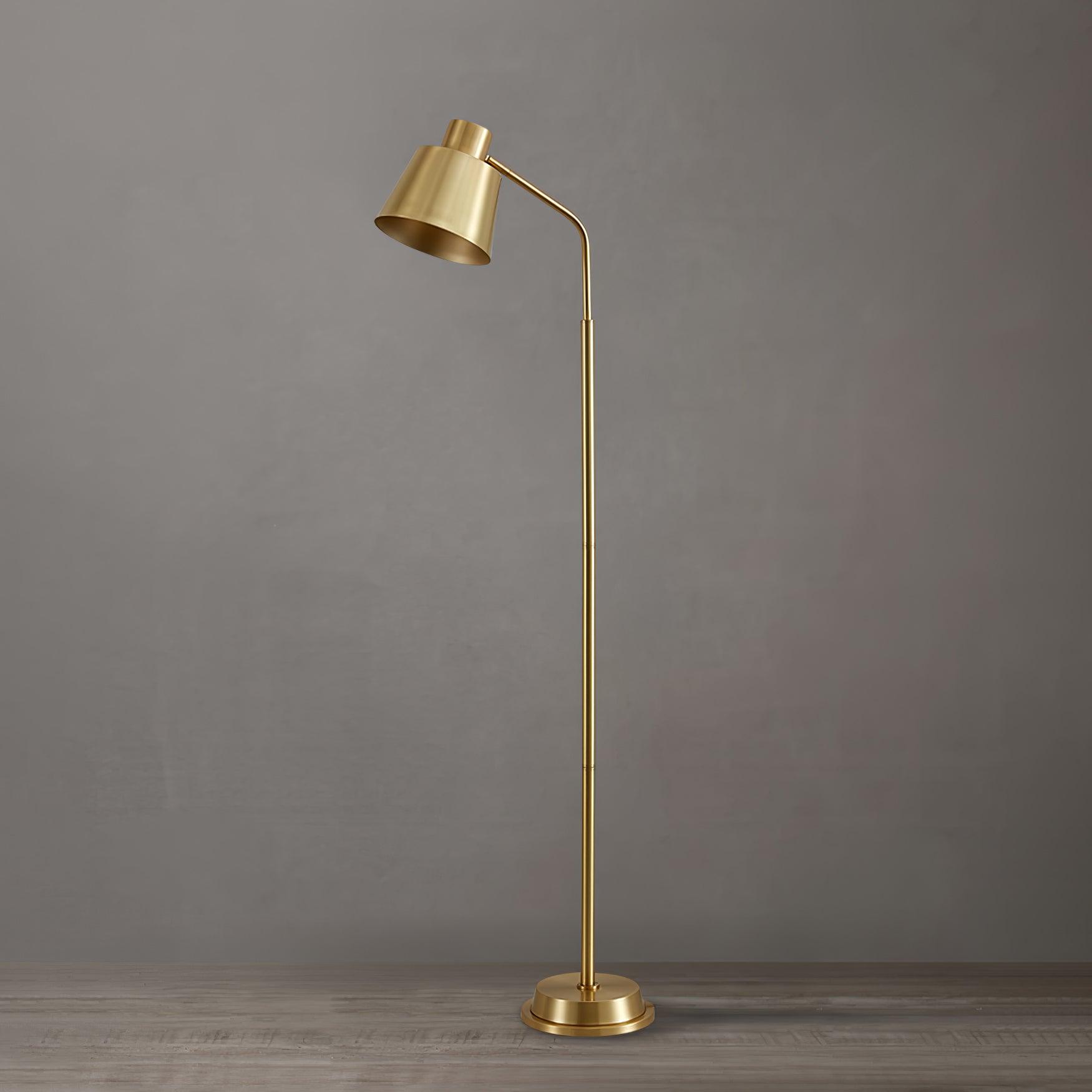Contemporary Brass Gold Standing Floor Lamp Minimalist LED Lighting for Living Room