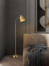 Contemporary Brass Gold Standing Floor Lamp Minimalist LED Lighting for Living Room