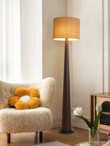 Zhanming Modern Wooden Floor Lamp with Marble Base and Tall Fabric Shade Uplight