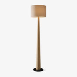 Zhanming Modern Wooden Floor Lamp with Marble Base and Tall Fabric Shade Uplight