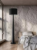 Zhanming Modern Wooden Floor Lamp with Marble Base and Tall Fabric Shade Uplight